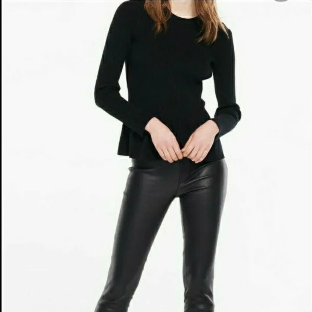 Ba&sh kenner ribbed knit flared hem top sweater noir size 2.